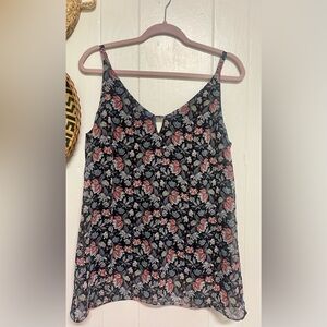 CAbi #5224 Flirty Floral Cami Tank Top Navy Blue Women's Medium